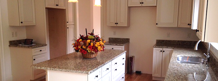 Kitchen with white cabinets